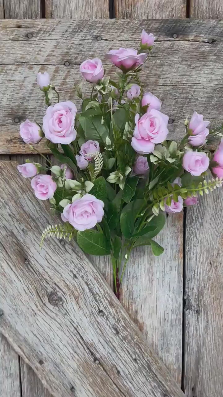 22" Pink Rose Bush, Artificial Rose Bush, Pink Roses