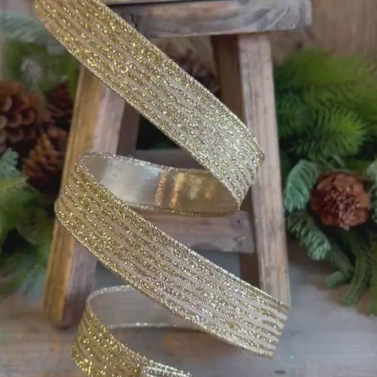 1" Gold Random Stripes Ribbon, Farrisilk Ribbon, Gold Random Stripes RIbbon