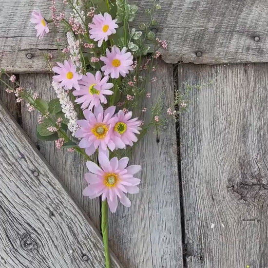 27" Pink Daisy Spray, Pink Floral Spray, Artificial Daisy Spray