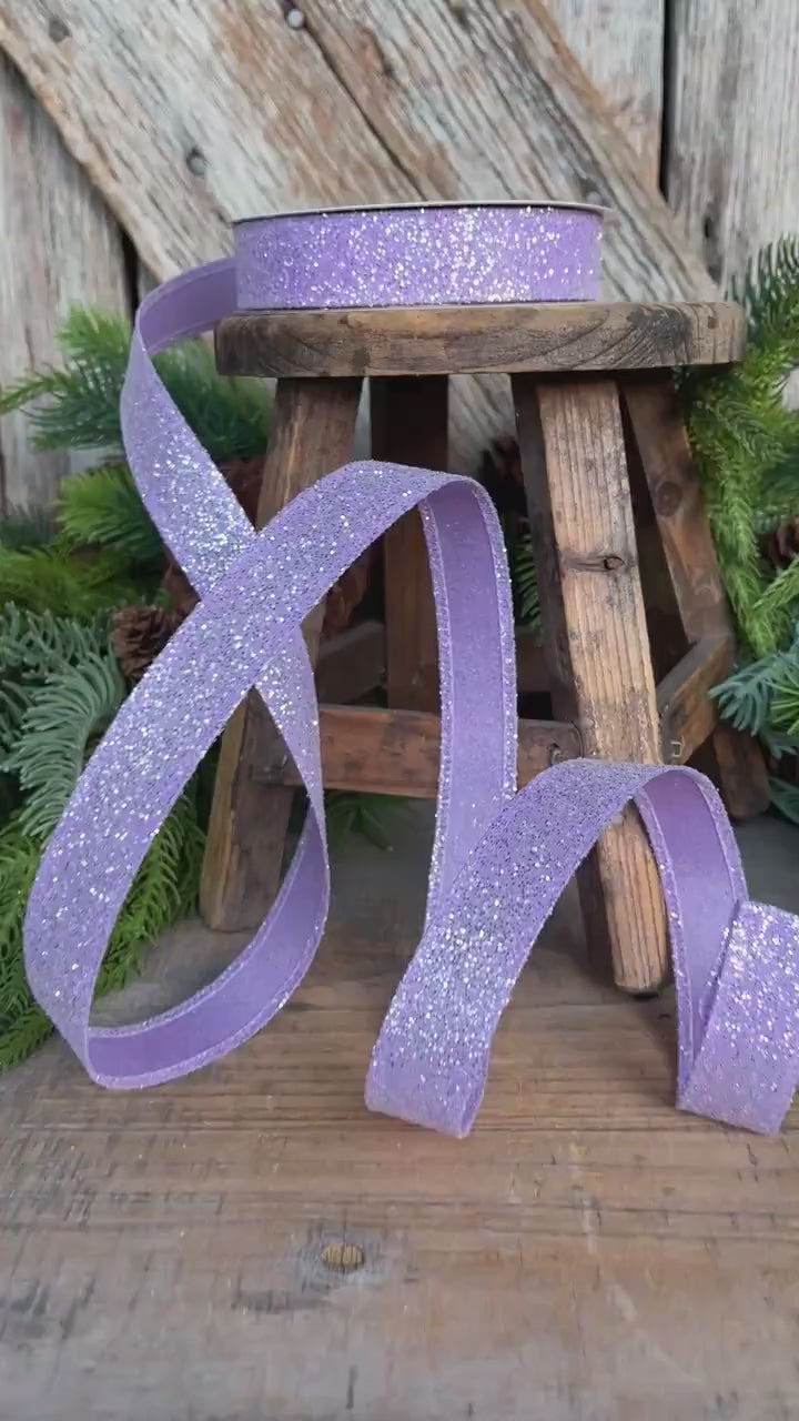 7/8" Purple Sugar Wired Ribbon, Lavender Ribbon