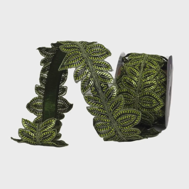 4" Olive Green Ribbon, Farrisilk Masquerade Vine for Christmas