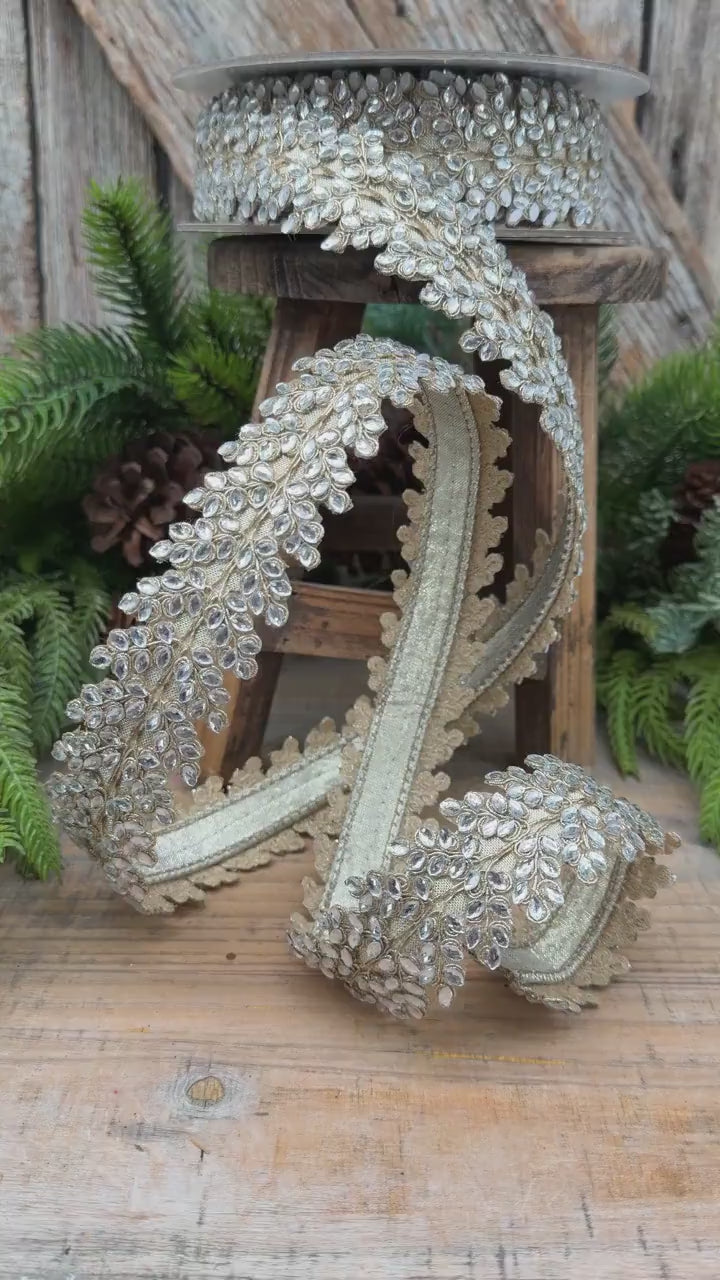 1" Sparkling Jewels Clear Jeweled Ribbon by Farrisilk