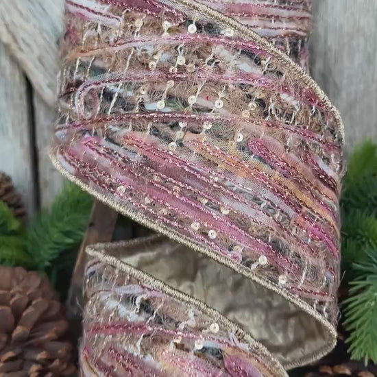 4" Mystic Weave Ribbon, Farrisilk Ribbon, Christmas Tree Ribbon