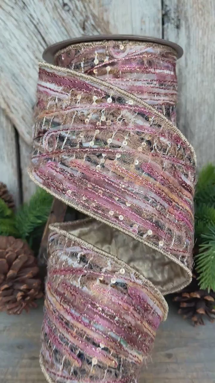 4" Mystic Weave Ribbon, Farrisilk Ribbon, Christmas Tree Ribbon