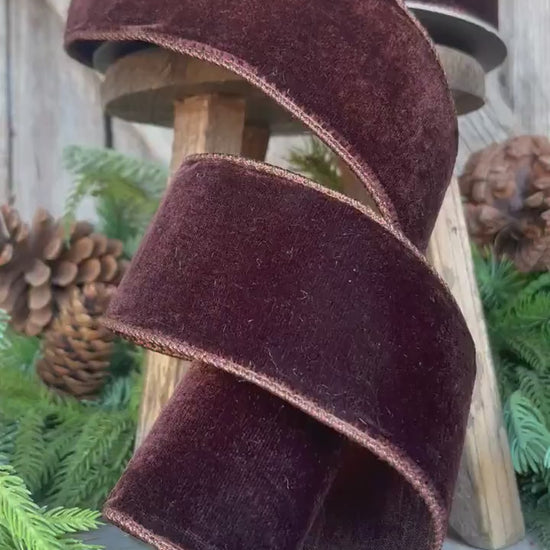2.5” Chocolate Velvet Ribbon, Farrisilk ribbon, designer ribbon