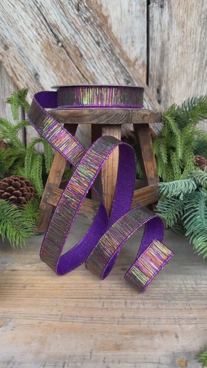1" Halloween Ribbon, Purple Black Halloween Ribbon, Farrisilk Color Matrix