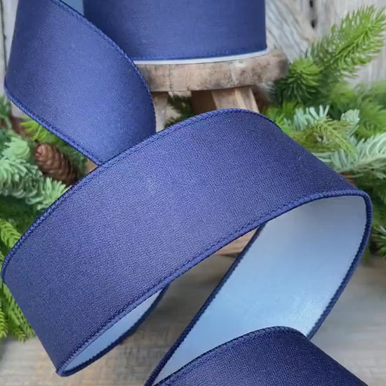 2.5" Navy Blue Ribbon, Farrisilk Ribbon, Wired Ribbon