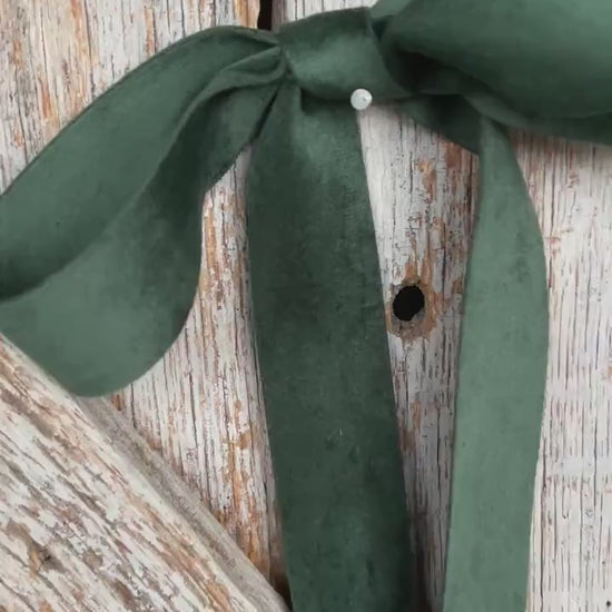 1.5" Forest Green Velvet Ribbon, Double Faced Velvet Ribbon, Unwired Velvet Ribbon