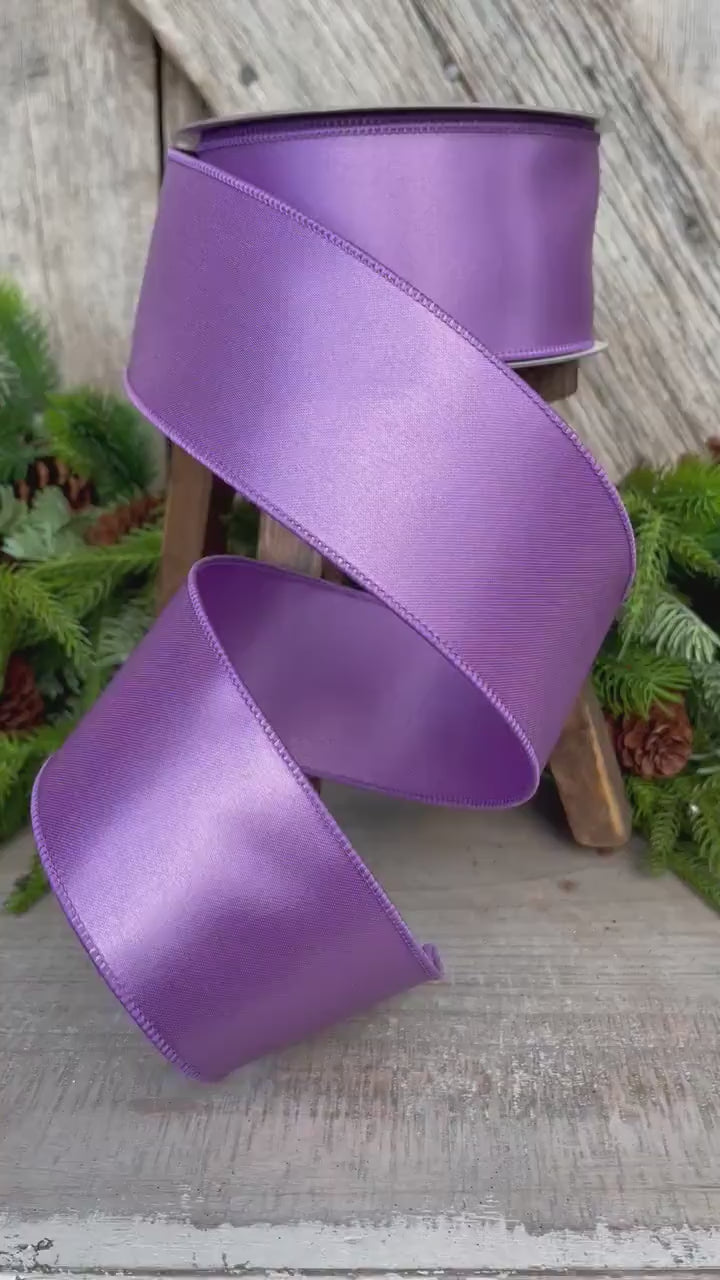 2.5" Purple Lavender Wired Ribbon, Farrisilk Ribbon, Satin Ribbon
