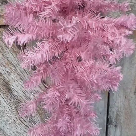 24" Pink Teardrop Swag, Artificial Pine Swag, Wreath Base