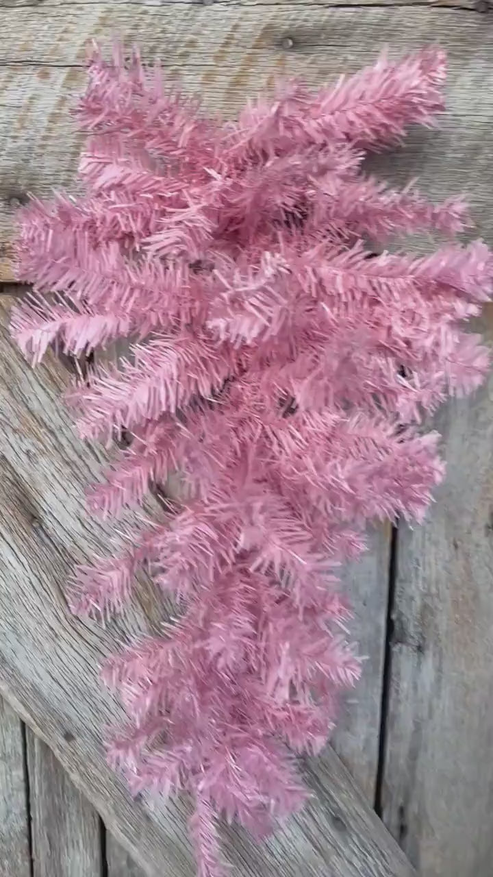 24" Pink Teardrop Swag, Artificial Pine Swag, Wreath Base
