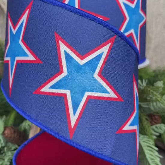 4" Liberty Stars Ribbon, Farrisilk Ribbon, Patriotic Ribbon
