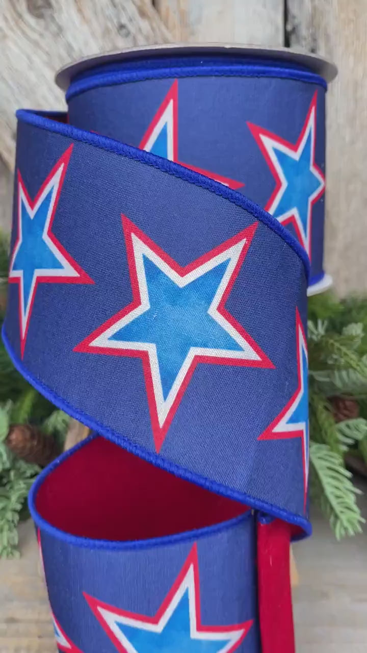 4" Liberty Stars Ribbon, Farrisilk Ribbon, Patriotic Ribbon