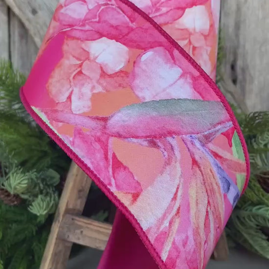4" Birds of Paradise Ribbon, Farrisilk Ribbon, Wired Ribbon