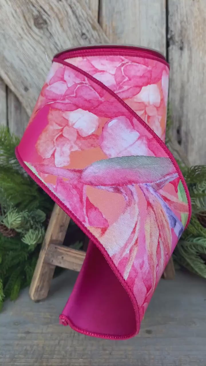 4" Birds of Paradise Ribbon, Farrisilk Ribbon, Wired Ribbon