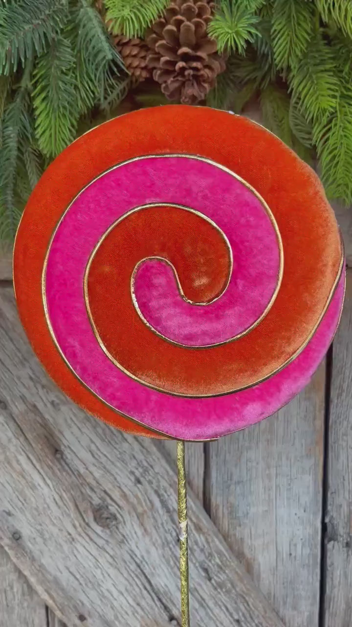23" Halloween Lollipop, Pink Orange Lollipop, Halloween Floral Pick