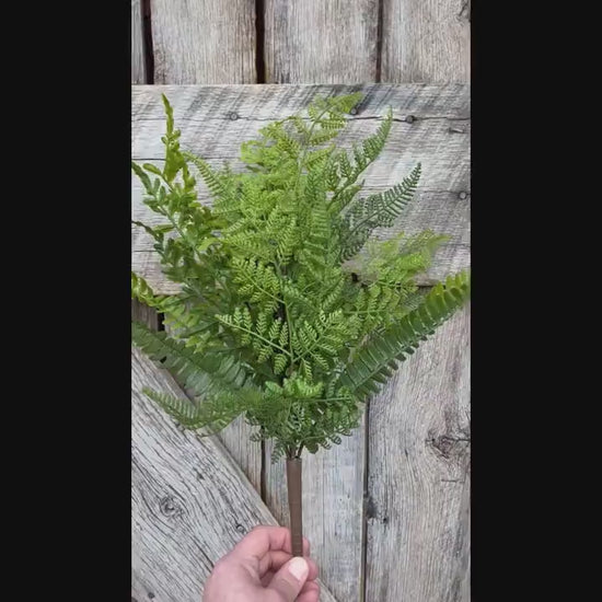 18" Real Touch Fern Bush, Artificial Fern Bush, Greenery Bush