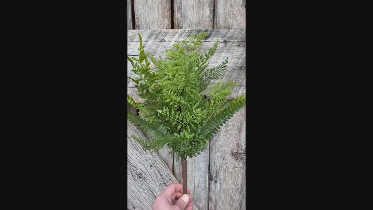 18" Real Touch Fern Bush, Artificial Fern Bush, Greenery Bush