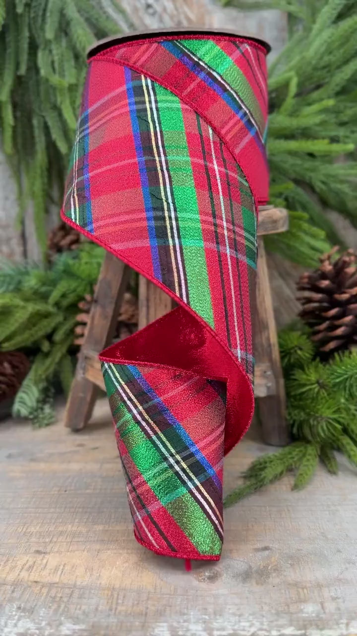 4" Traditional CHristmas, Nutcracker Plaid Christmas Ribbon