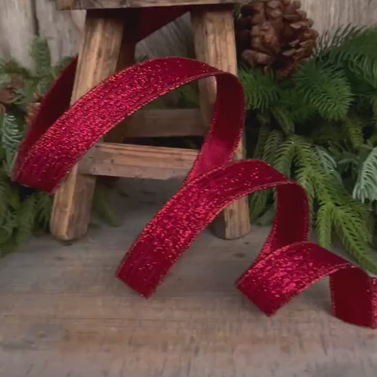 1" Red Ribbon, Farrisilk Ribbon, Red Random Stripes RIbbon