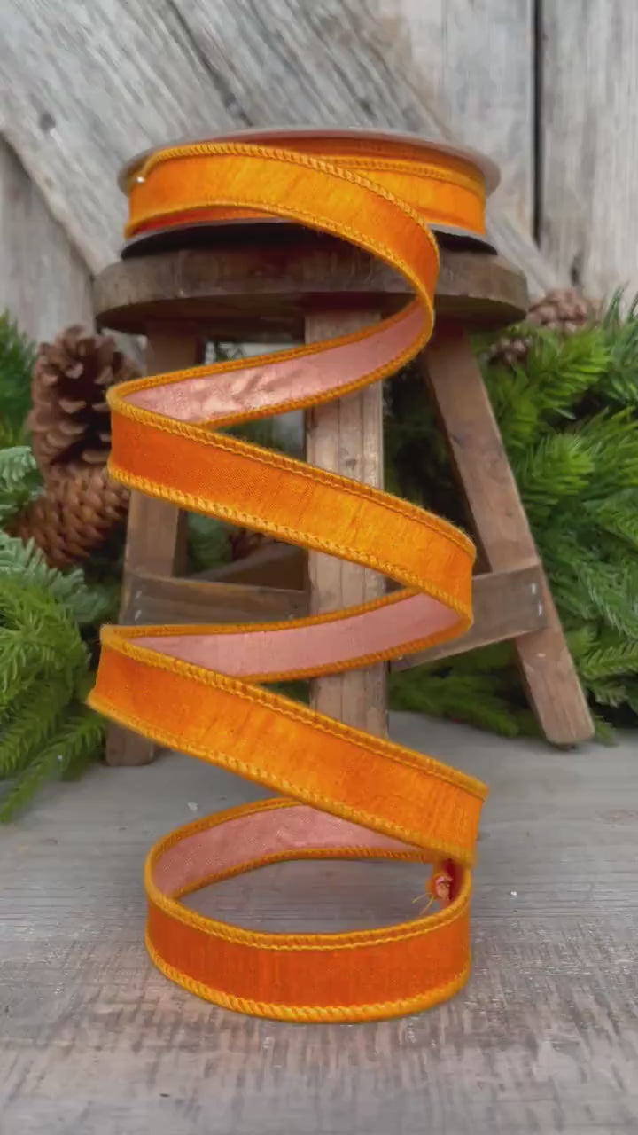 1" Orange Fusion Ribbon, Farrisilk Ribbon, Spring Summer Fall Halloween Ribbon