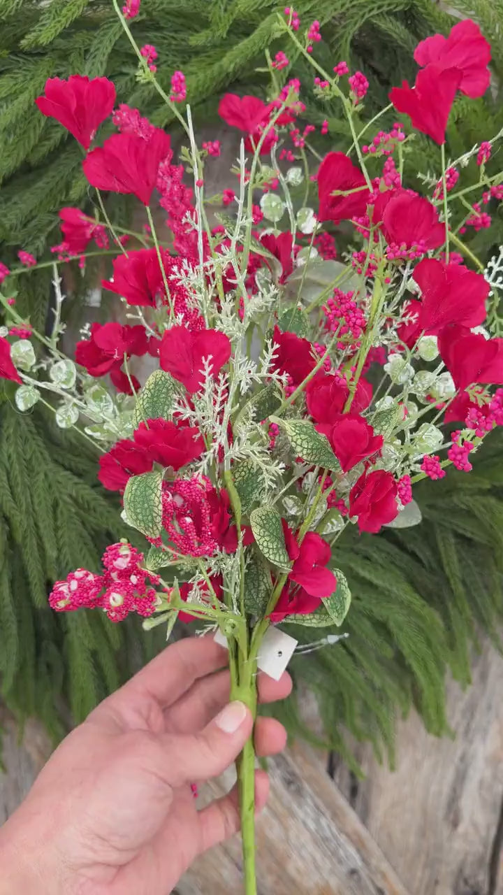 22" Hot Pink Floral Filler Bush, Pink Greenery Bush