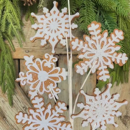 28" Gingerbreak Snowflake Spray, Snowflake Spray, CHristmas Tree Spray