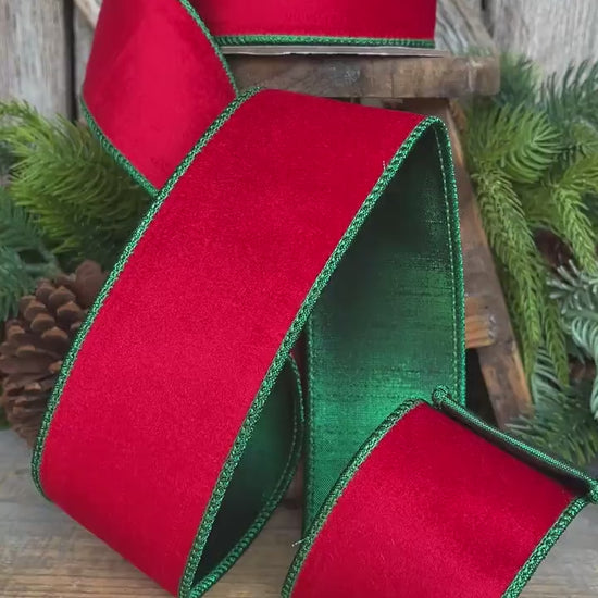 2.5" Red Emerald Velvet, 2 Tone Velvet, Christmas Velvet