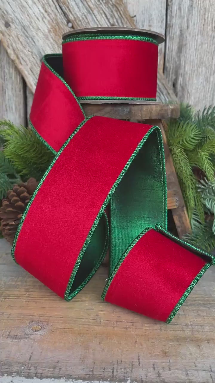 2.5" Red Emerald Velvet, 2 Tone Velvet, Christmas Velvet