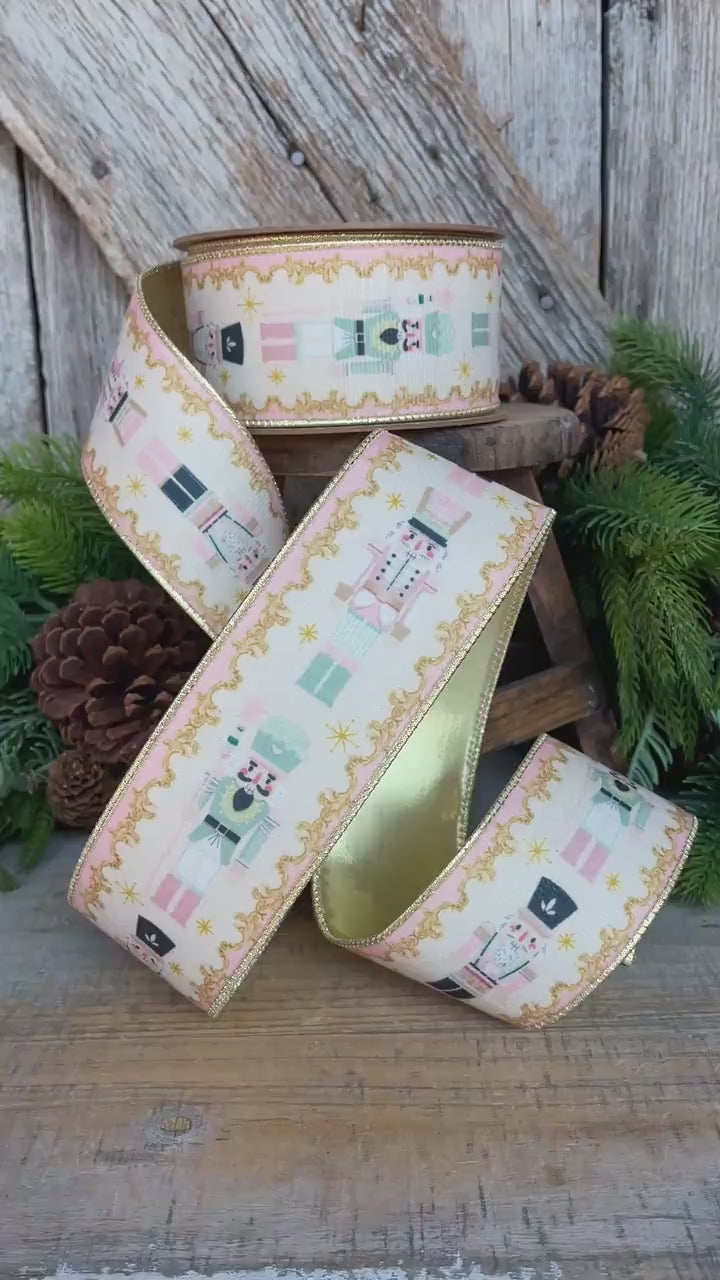 2.5" Pink Nutcracker Ribbon, Velvet Nutcracker Ribbon