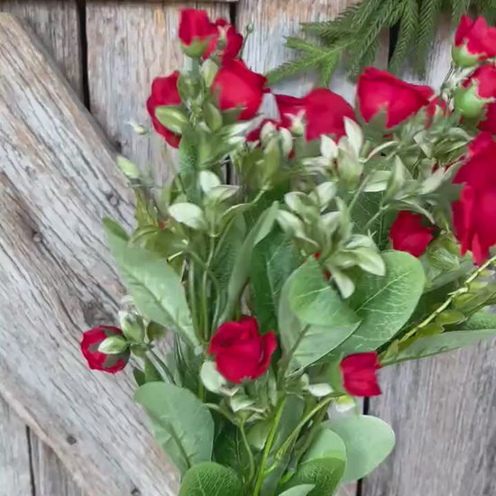 22" Red Rose Bush, Artificial Rose Bush, Red Roses