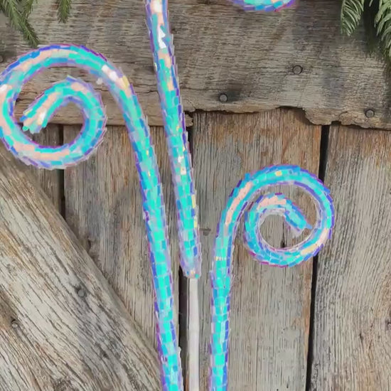 30" White Iridescent Sequin Curly Spray, Wreath Supply, Floral Supply