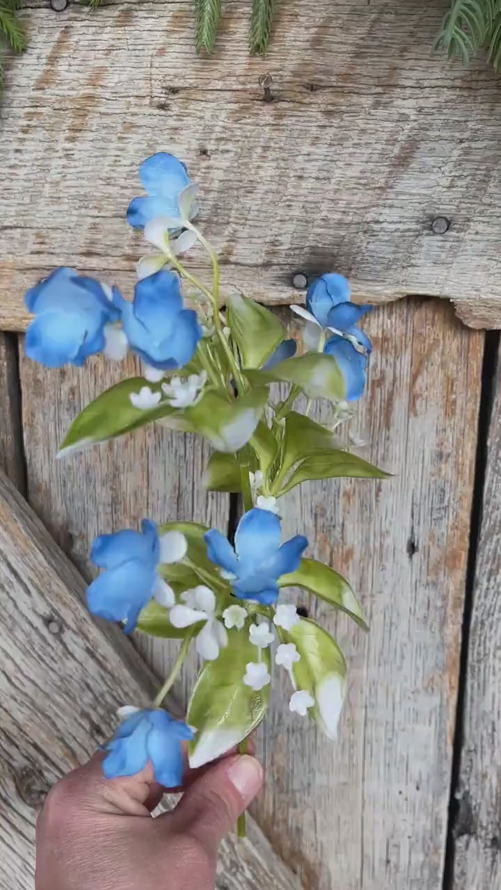 12" Blue Wild Flower Pick, Blue Floral, Artificial floral picks