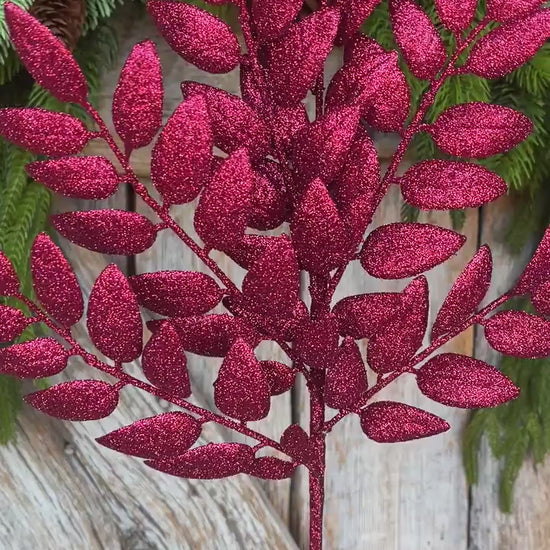 22" Burgundy Honey Locust Spray, Christmas Spray, Burgundy Christmas Tree Spray,
