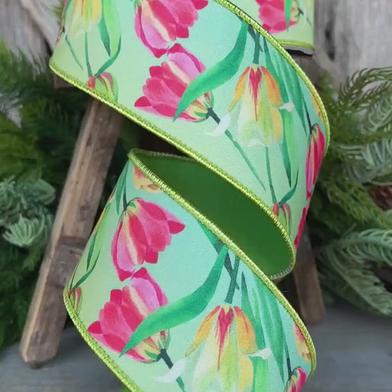 2.5" Tulip Ribbon, Wired Ribbon, Farrisilk Ribbon