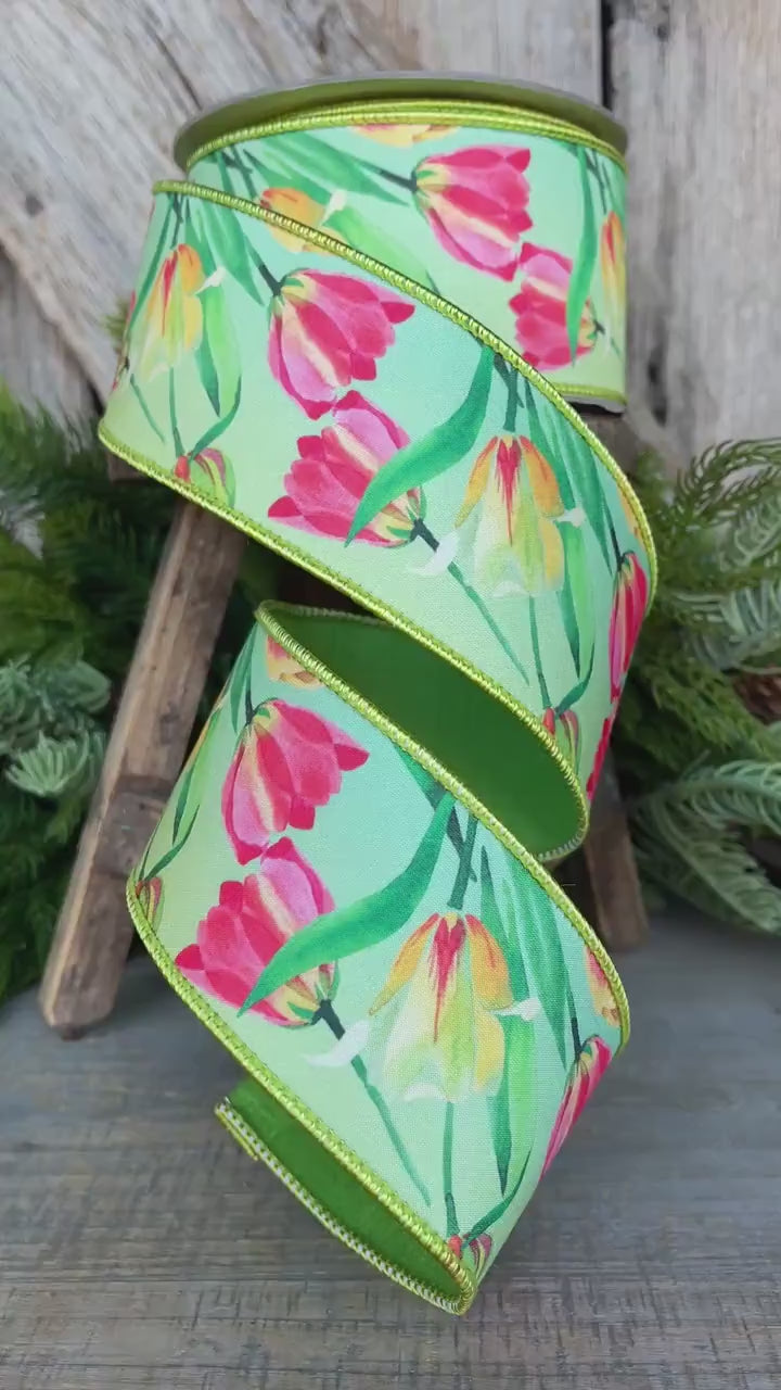 2.5" Tulip Ribbon, Wired Ribbon, Farrisilk Ribbon