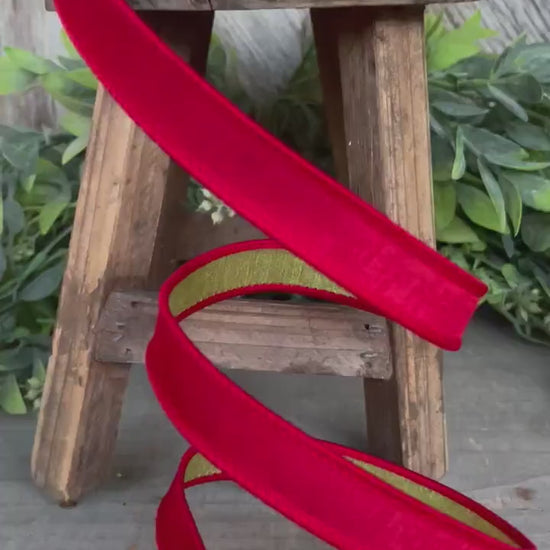 3/4" Red Green Ribbon, Farrisilk Ribbon, Double Sided Ribbon