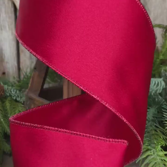 4" Red Shimmer Ribbon, Christmas Ribbon, Red Christmas Ribbon