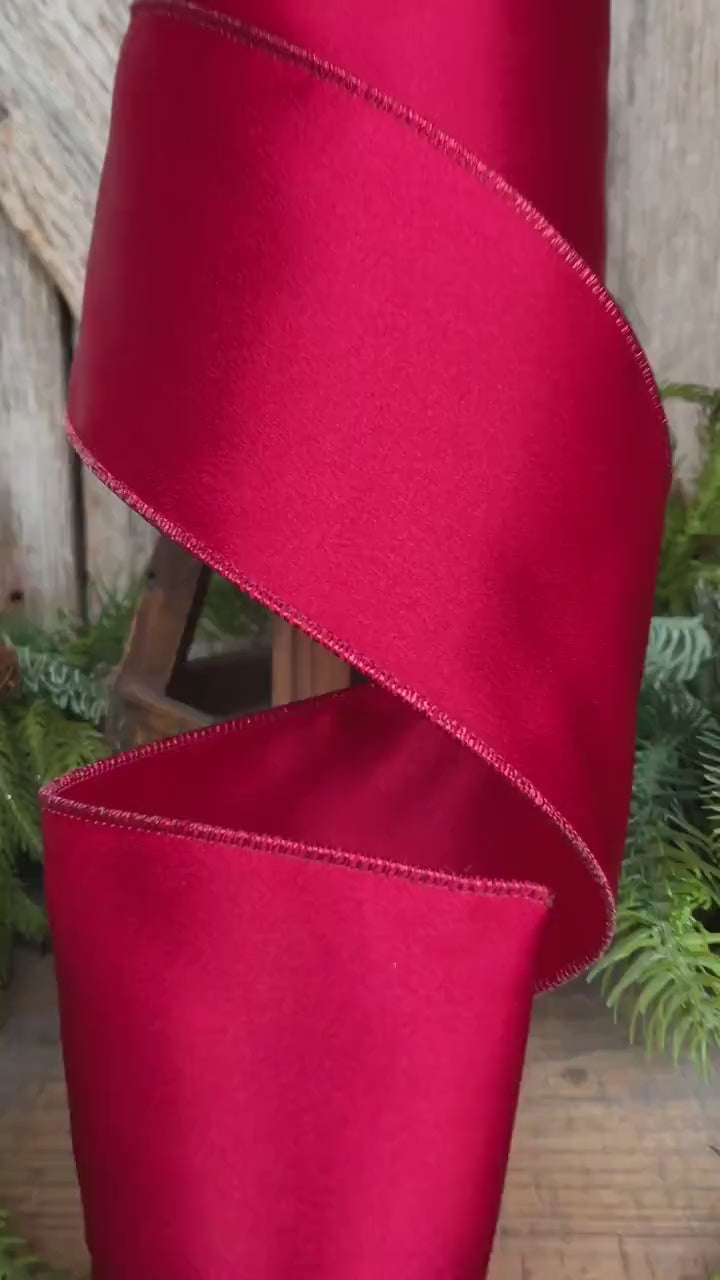 4" Red Shimmer Ribbon, Christmas Ribbon, Red Christmas Ribbon