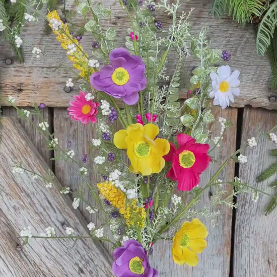 26" Mixed Wild Flower Bush, Floral Filler Spray, Spring Florals