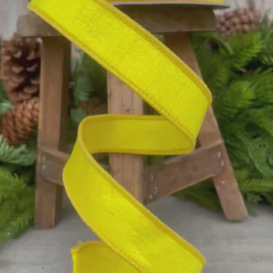 1" Yellow Dupion Ribbon, Farrisilk Ribbon, Spring Ribbon