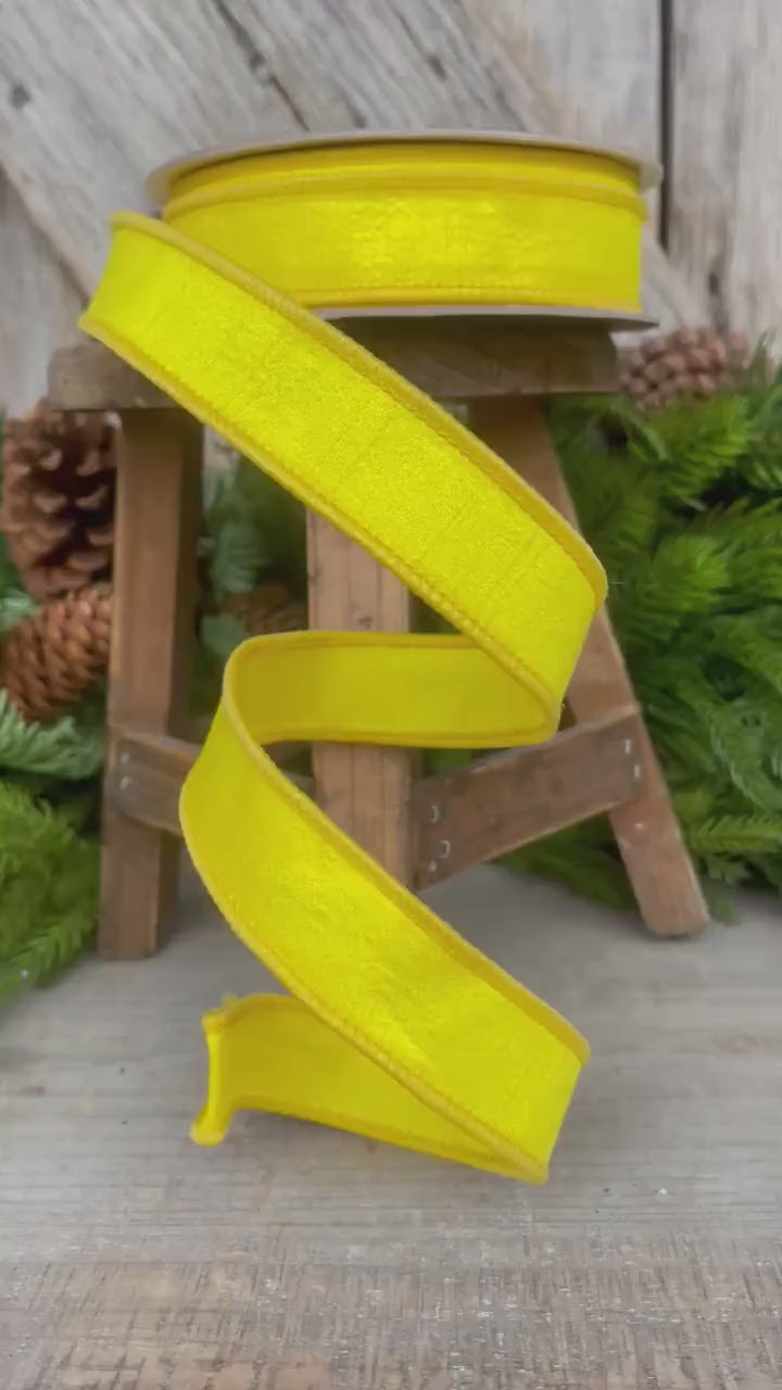 1" Yellow Dupion Ribbon, Farrisilk Ribbon, Spring Ribbon