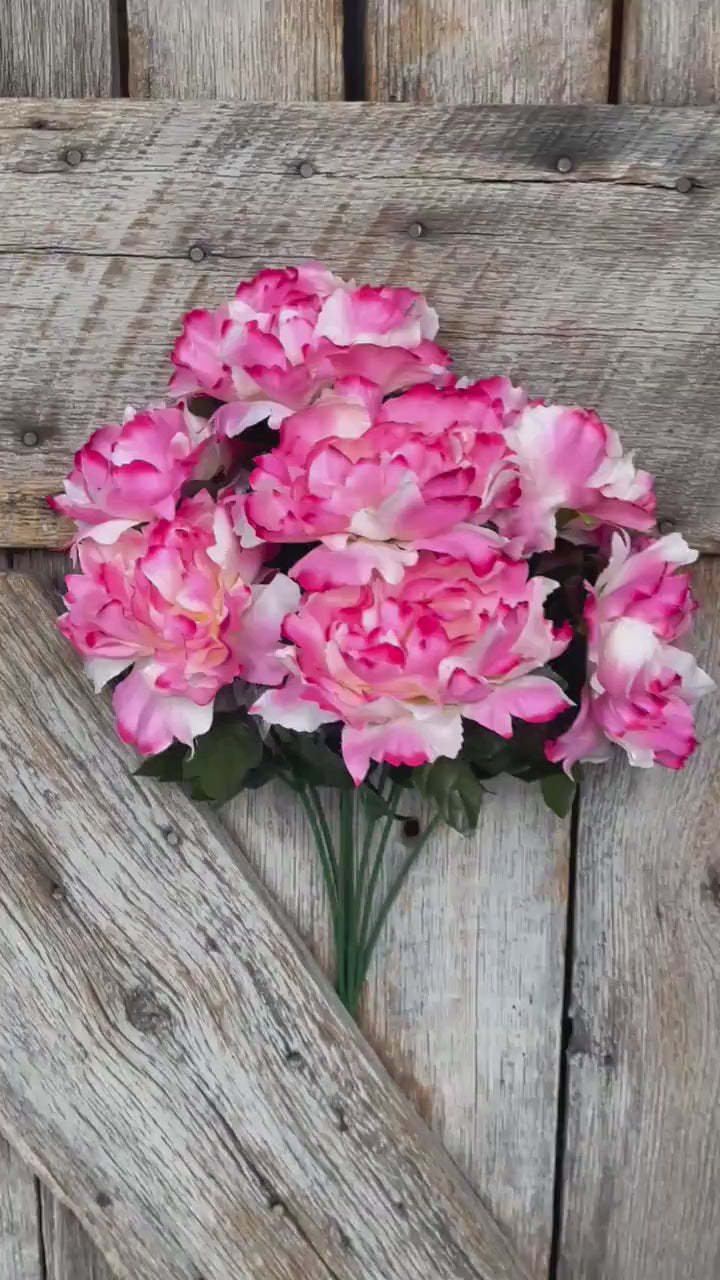 22" Pink Cream Peony Bush, Pink Floral Bush, Artificial Pink Florals
