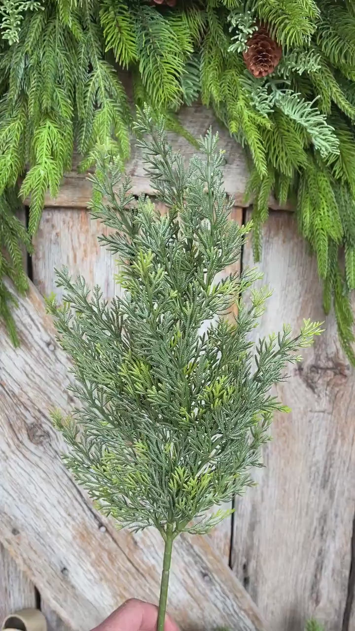 20" Cedar Pine Spray, Real Touch Cedar Pine, Artificial Pine Spray