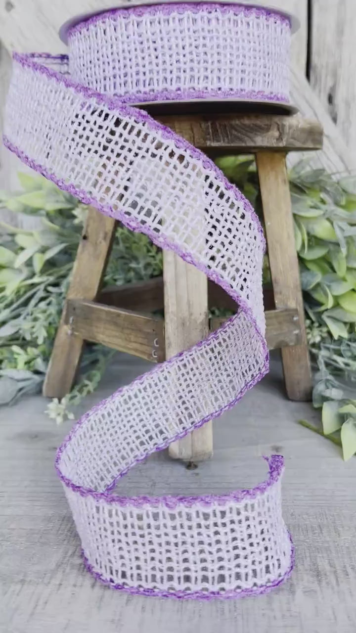 1.5" Lavender Vibrant Weave Ribbon, Farrisilk Ribbon,Purple Burlap Ribbon, Wired RIbbon