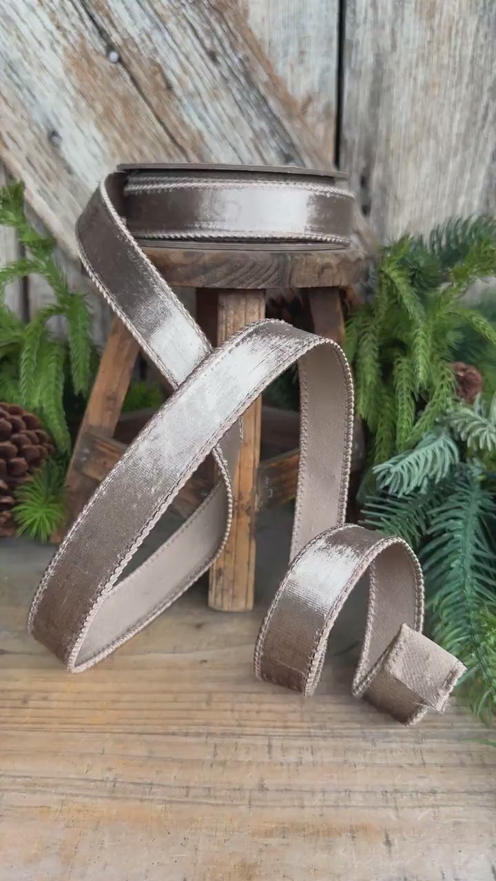 1" Platinum Velvet Ribbon