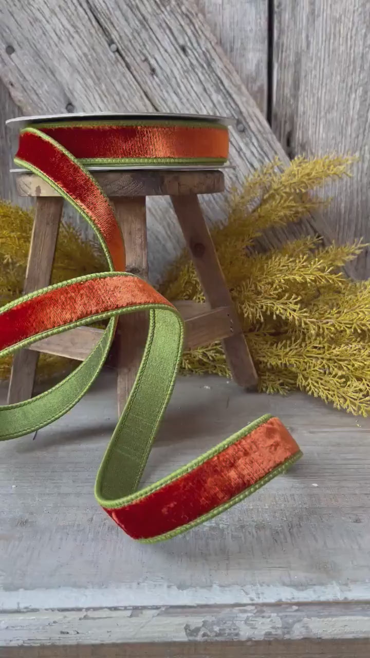 1" Cinnamon Olive Velvet, 2 tone velvet, fall velvet
