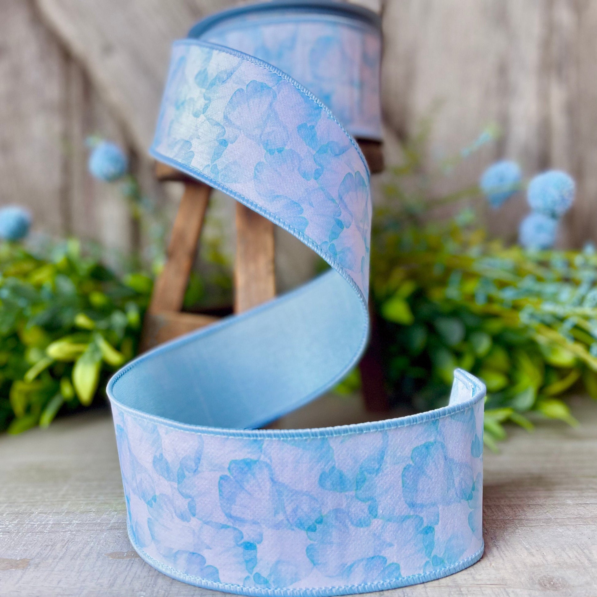 2.5 Blue Leaflet Spring Wired Ribbon by Farrisilk, Blue Ribbon, Sprin –  Joycie Lane Designs