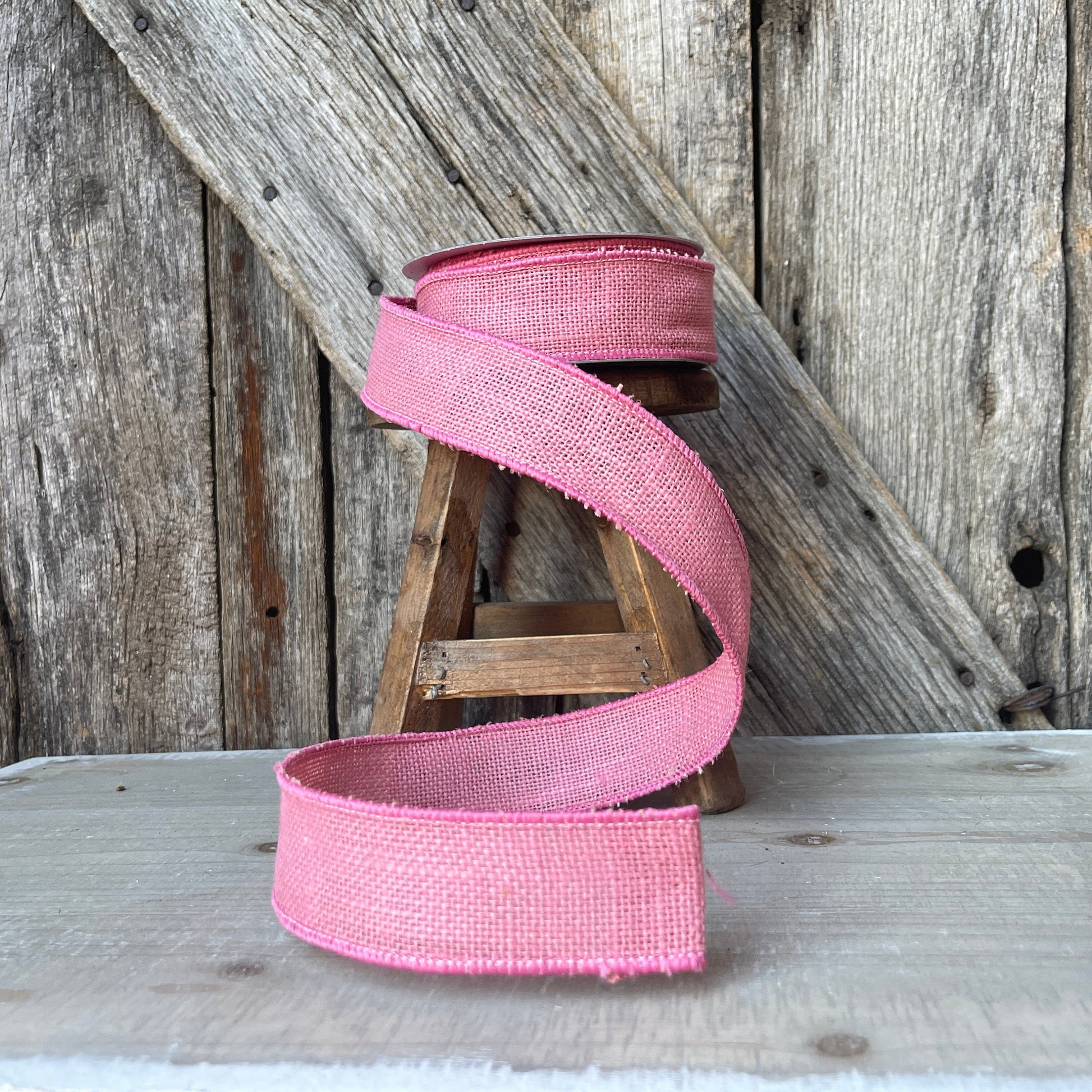 1.5 inch ribbon pink burlap ribbon , luxury ribbon, pink burlap