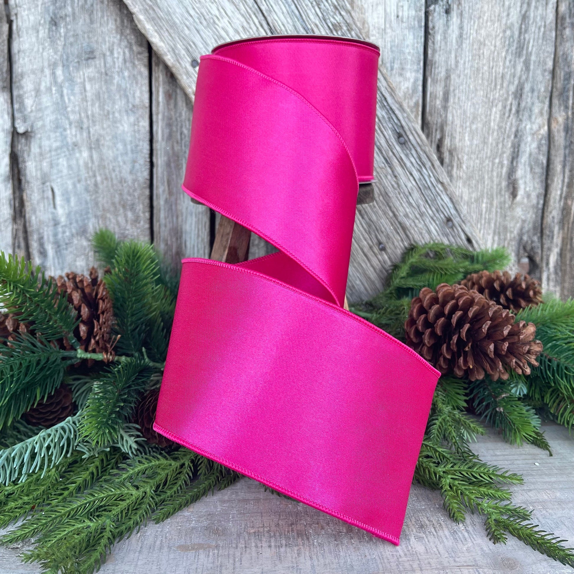 4 Hot Pink Wired Satin Ribbon, Farrisilk Ribbon, Satin Ribbon – Joycie  Lane Designs